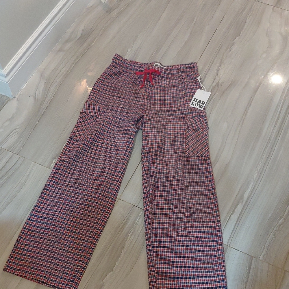 Harlow Women Plaid Bottoms with Red Tie